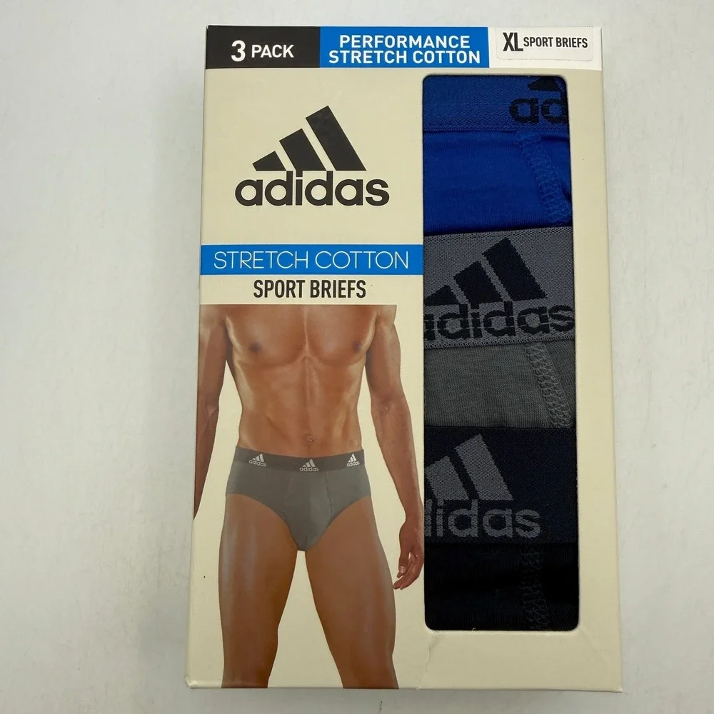 Adidas Performance Sport Briefs Mens Size XL Blue Grey Black 3 Pack IR0836